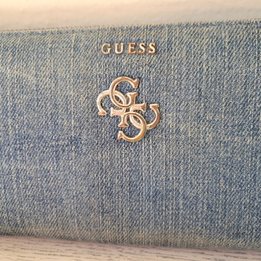 Guess Denim Long Zip Wallet - Picture 3 of 11